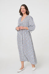 Striped Long Sleeve Empire Maxi Dress