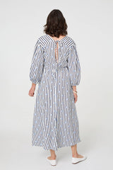 Striped Long Sleeve Empire Maxi Dress