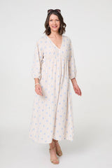 Striped Long Sleeve Empire Maxi Dress