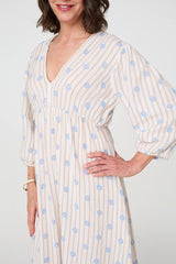 Striped Long Sleeve Empire Maxi Dress