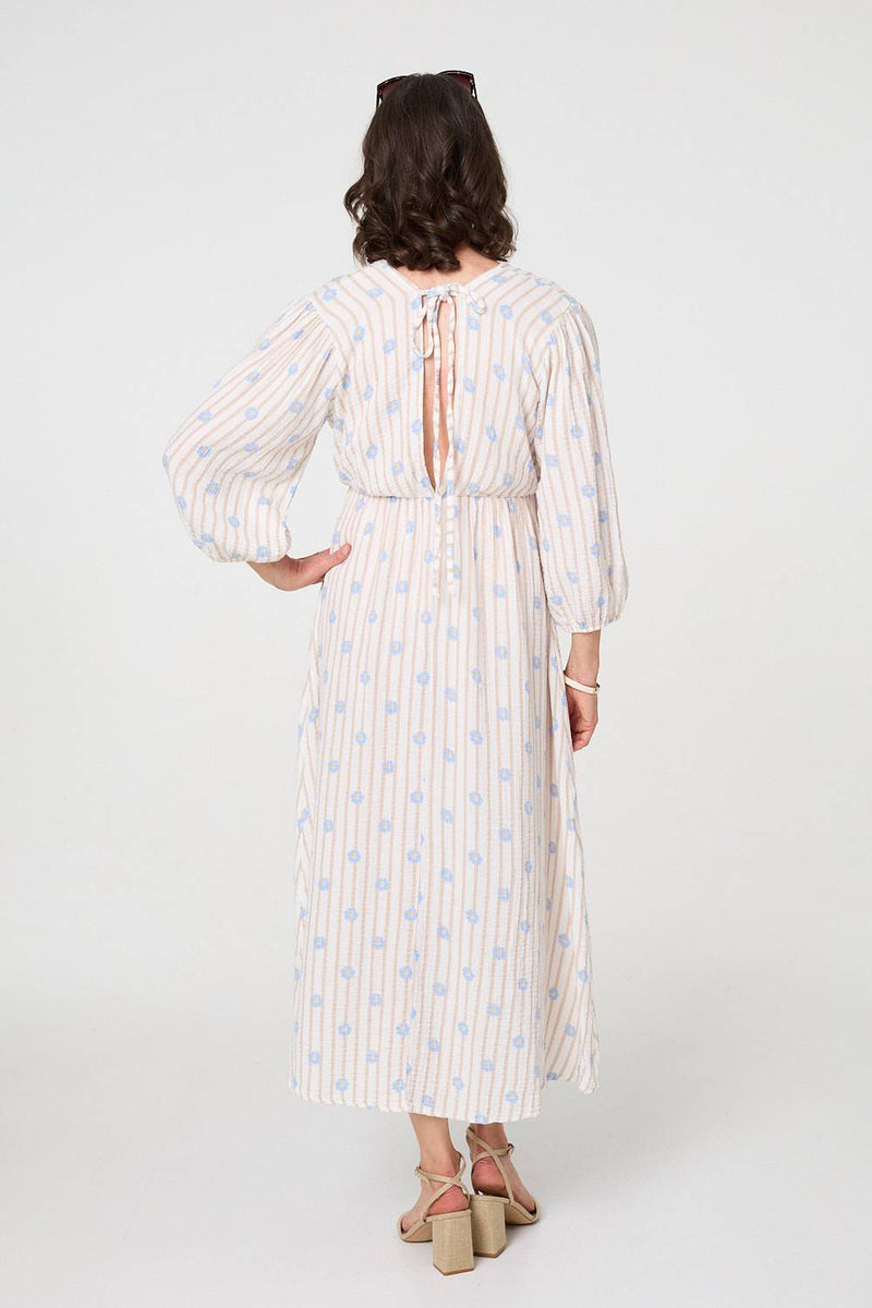 Striped Long Sleeve Empire Maxi Dress