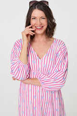 Striped Long Sleeve Empire Maxi Dress