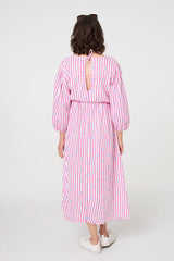 Striped Long Sleeve Empire Maxi Dress