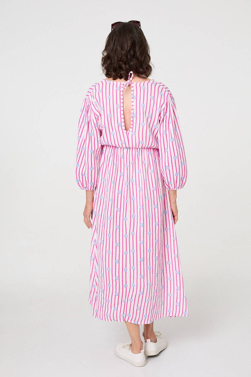 Striped Long Sleeve Empire Maxi Dress