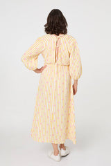 Striped Empire 3/4 Sleeve Maxi Dress