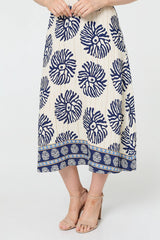 Floral Flared Sleeve Ruched Midi Dress