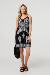 Printed Cami Strap Short Sun Dress