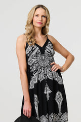 Printed Cami Strap Short Sun Dress