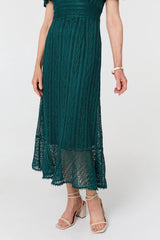 Lace Layered Short Sleeve Midi Dress