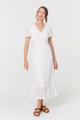 Lace Layered Short Sleeve Midi Dress