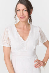 Lace Layered Short Sleeve Midi Dress