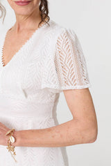 Lace Layered Short Sleeve Midi Dress