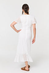 Lace Layered Short Sleeve Midi Dress