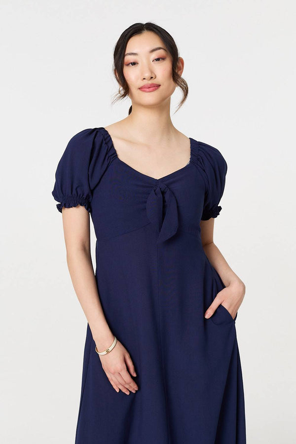 Tie Front Detail Midi Dress