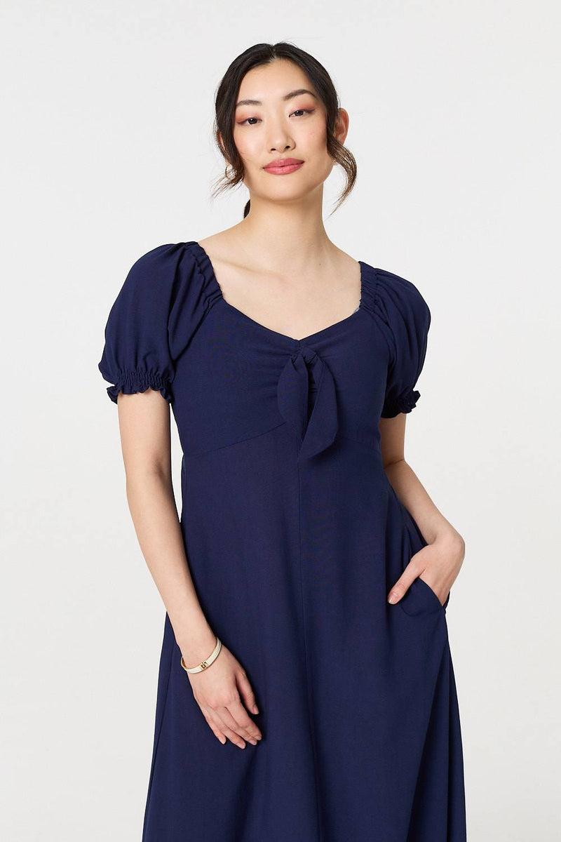 Tie Front Detail Midi Dress