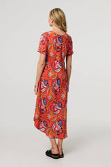 Paisley Relaxed Short Sleeve Midi Dress