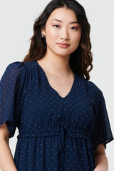 Sparkly Dot Print Semi Sheer Short Dress