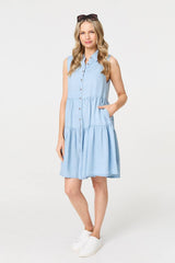 Sleeveless Tiered Shirt Mini Dress