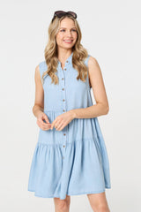 Sleeveless Tiered Shirt Mini Dress
