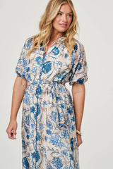 Floral Lace Trim Tie Waist Midi Dress