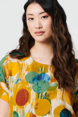 Geo Print Short Sleeve Knee Length Dress