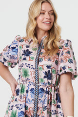 Printed Tie-Up Waist Knee Length Dress