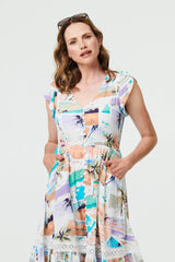 Patchwork Print Lace Knee Length Dress