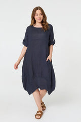 Oversized 3/4 Sleeve Midi Dress