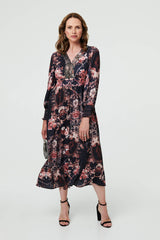 Printed Long Sleeve Empire Maxi Dress