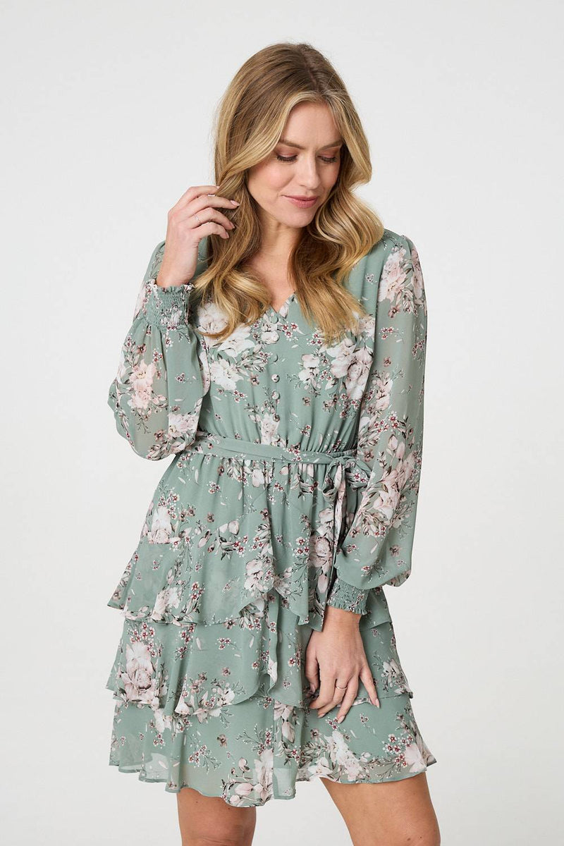 Vintage Floral Long Sleeve Skater Dress