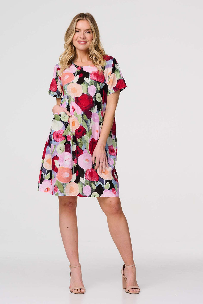 Abstract Relaxed Short Shift Dress