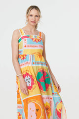 Patchwork Print Sleeveless Maxi Dress
