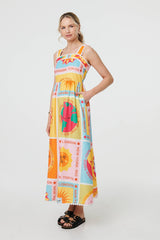 Patchwork Print Sleeveless Maxi Dress