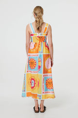 Patchwork Print Sleeveless Maxi Dress