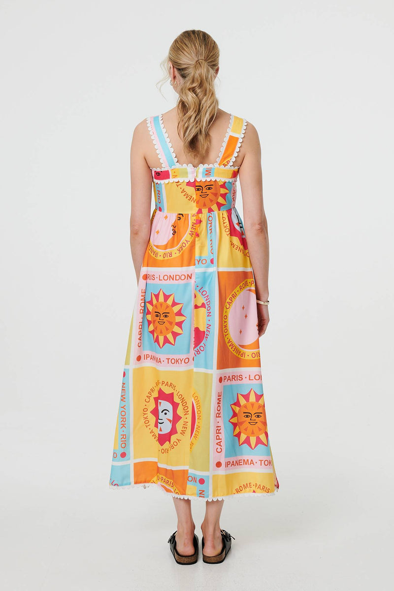 Patchwork Print Sleeveless Maxi Dress