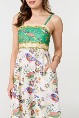 Tropical Print Cami Strap Midi Dress