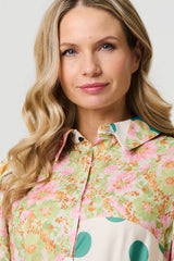 Patchwork Print Knee Length Shirt Dress