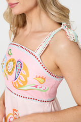 Paisley Print Tie Strap Sleeveless Midi Dress