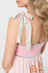 Paisley Print Tie Strap Sleeveless Midi Dress