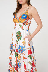 Tropical Print Sleeveless Maxi Sun Dress