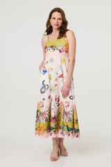 Printed A-Line Sleeveless Midi Dress