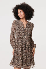 Animal Print Long Sleeve Short Dress