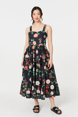 Floral Sleeveless Skater Midi Dress