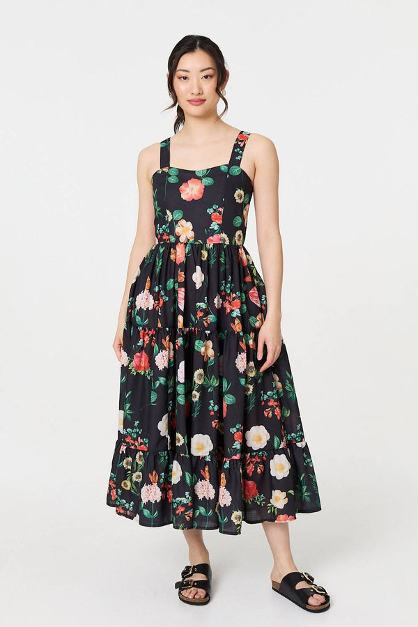 Floral Sleeveless Skater Midi Dress