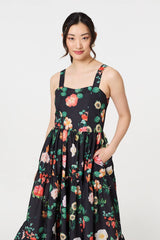 Floral Sleeveless Skater Midi Dress