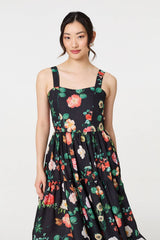 Floral Sleeveless Skater Midi Dress