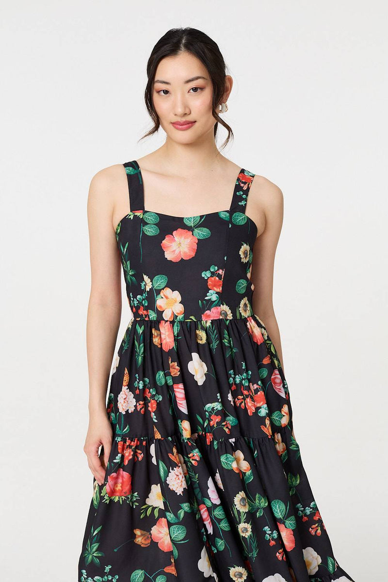 Floral Sleeveless Skater Midi Dress