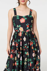 Floral Sleeveless Skater Midi Dress