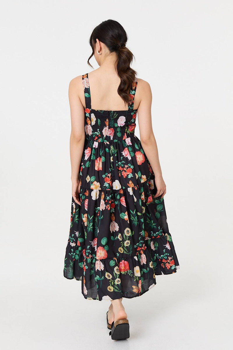 Floral Sleeveless Skater Midi Dress