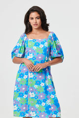 Floral Square Neck Knee Length Dress